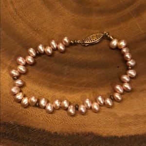 Handmade Pearl Bracelet with Vintage Clasp